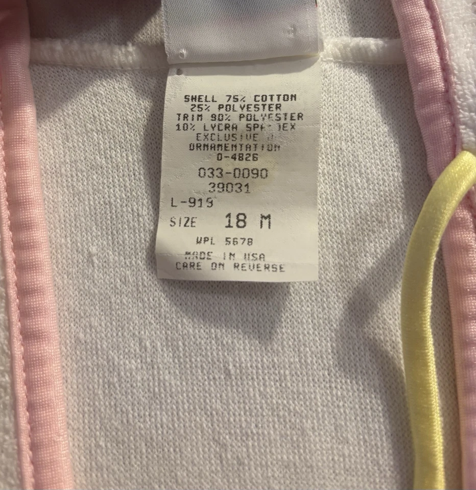 VTG OshKosh Bgosh 18 Months White Terry Swim Coverup Baby Girl - Image 4 of 4