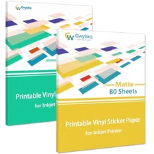 Printable Vinyl Sticker Paper for Inkjet Printer, 80 Sheets Matte, 80 Sheets ...