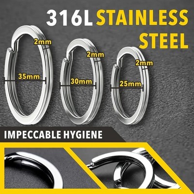 Key Rings Stainless Steel Assortment Heavy Duty Split Key Ring Loops in Small