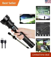 Emergency-Ready 90,000 Lumens Flashlight - Rechargeable, Waterproof & Bright