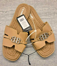 BEBE Tan Rhinestone Sandals / Slippers NWT Size 7/8 - Retail 40