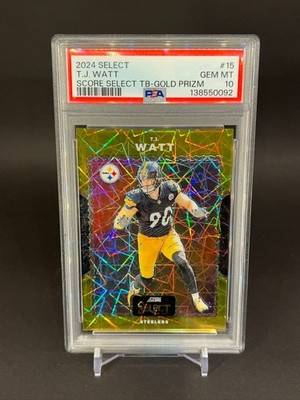 🐐  T.J. Watt GOLD /10 PSA 10 - 2024 Select Score Throwback Gold Prizm Steelers