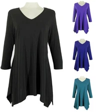 JOSTAR 313HT 3/4 Sleeve Solid Side Drop Tunic Wrinkle Resistant Traveler Top 