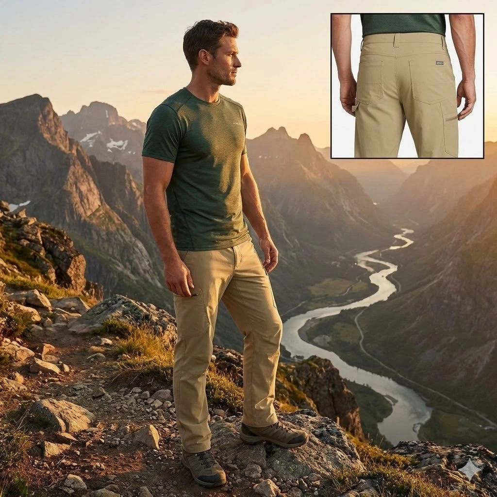 Eddie Bauer Men Travex Guide Pants 34x30 Tan Nylon Stretch Hiking Cargo D3453282
