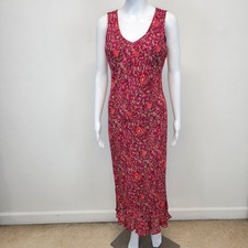 Vintage 90s Karen Kane Floral Maxi Dress Size S Pink Red V-neck Cottage Flowy