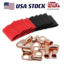 Heavy Duty Copper Closed End Wire Lugs 6AWG Terminal with 3:1 Heat Shrink Tubing