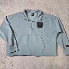 Under Armour Womens Large Project Rock Freedom 1/4 Zip Sweatshirt Blue Cropped