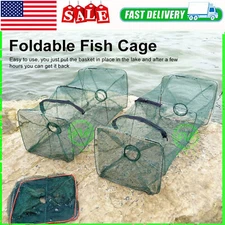 1-4pcs Fishing Bait Trap Fish Net Cast Cage Crab Minnow Crawdad Shrimp Foldable