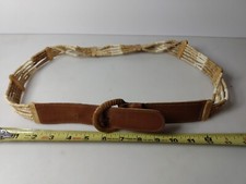 Omega Belt Boho Bone Beaded Leather Size 33-35