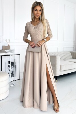 AMBER - elegantes Kleid, Hochzeit, Party - Beige, Gr. ab S bis XXL