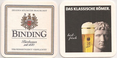 Binding Bier, Frankfurt - alter Bierdeckel ''Das klassische Römer.''