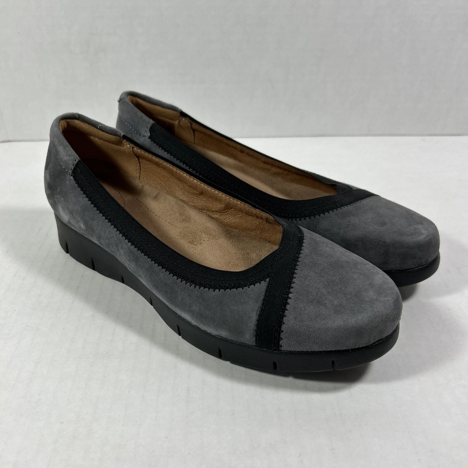 scarpe mocassini clarks artisan 8 M grigio scamosciato slip on