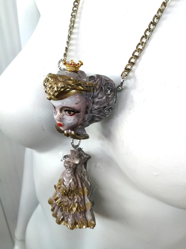 Gioiello Collana Art Deco Pendaglio Lusso Testa da Bambola Principessa Anastasia - Immagine 3 di 4
