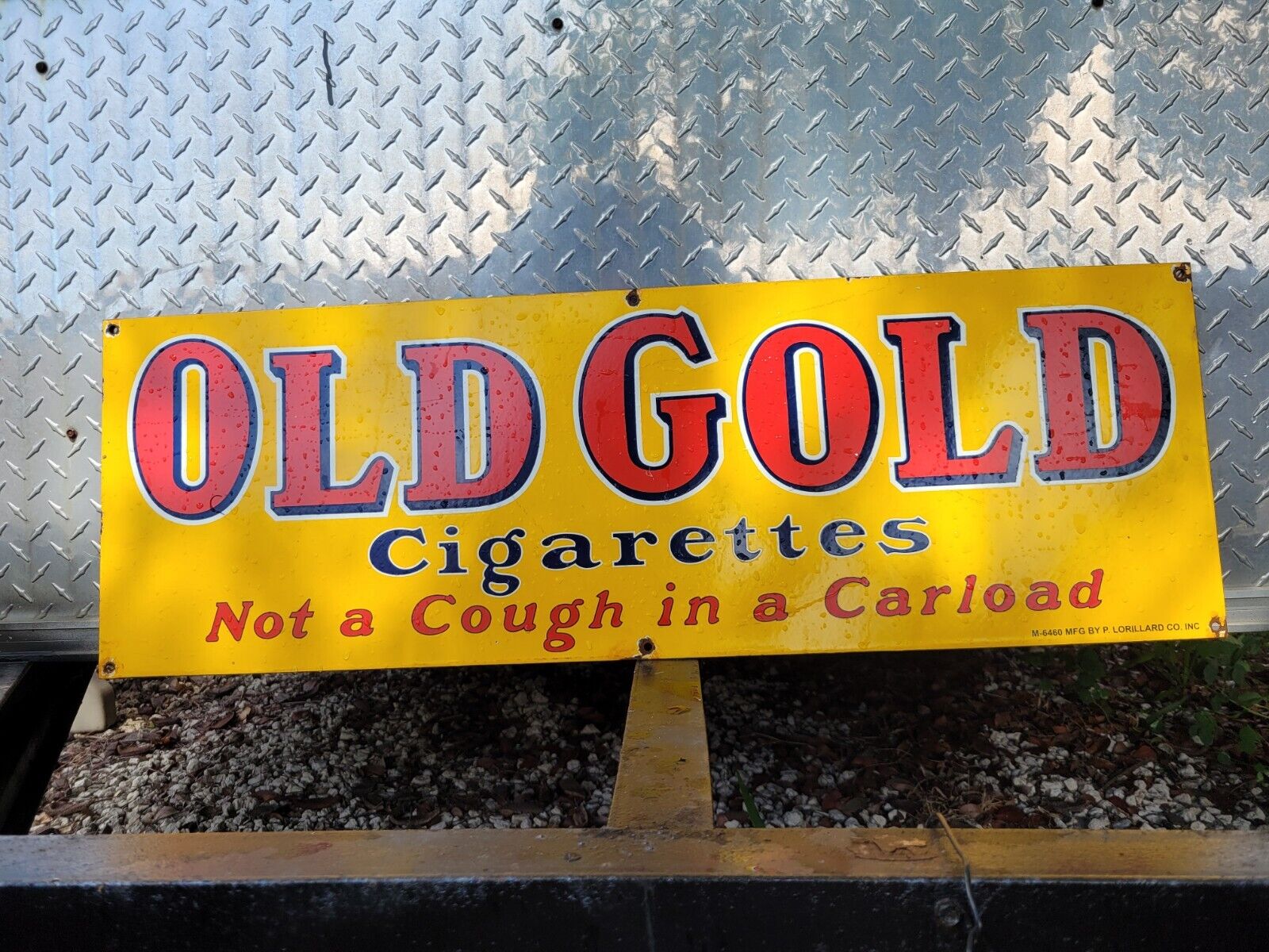VINTAGE OLD GOLD PORCELAIN SIGN CIGARETTE TOBACCO CIGAR SMOKING PIPE LORILLARD
