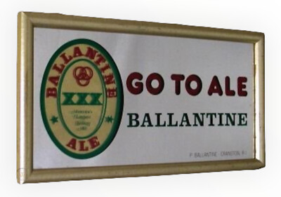 P Ballantine Go To Ale XXX Beer Bar Mirror Vintage Cranston, Rhode Island 16X10
