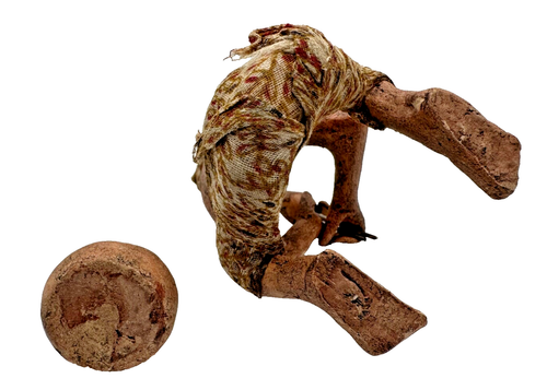 Chinese Mud Men Snake Charmer W/ Snake Clay Figurine 4.5" Vintage Handmade - Picture 5 of 7