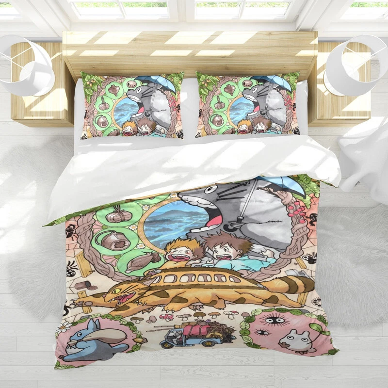 My Neighbor Totoro Bed Duvet Cover Set for Kids 3-Piece Comforter Bedding
