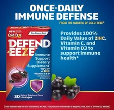Cold-Eeze Defend-Eeze Immune Support 30 Lozenges Natural Elderberry