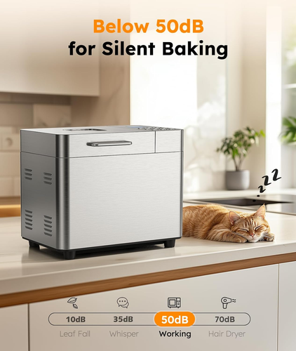 2 Pfund Brotbackautomat Maschine, 17 in 1 Automatische Edelstahl Brotmaschine, Nicht-S - Bild 8 von 12