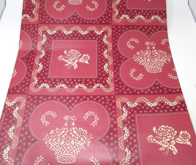 Wallpaper Westchester Prints Wall Coverings Red Brick Maroon Flower Basket 1013
