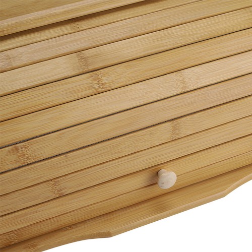 LARGE BREAD BIN BAMBOO WOODEN ROLL TOP BREAD BINS KITCHEN FOOD STORAGE BREAKFAST - Picture 10 of 15