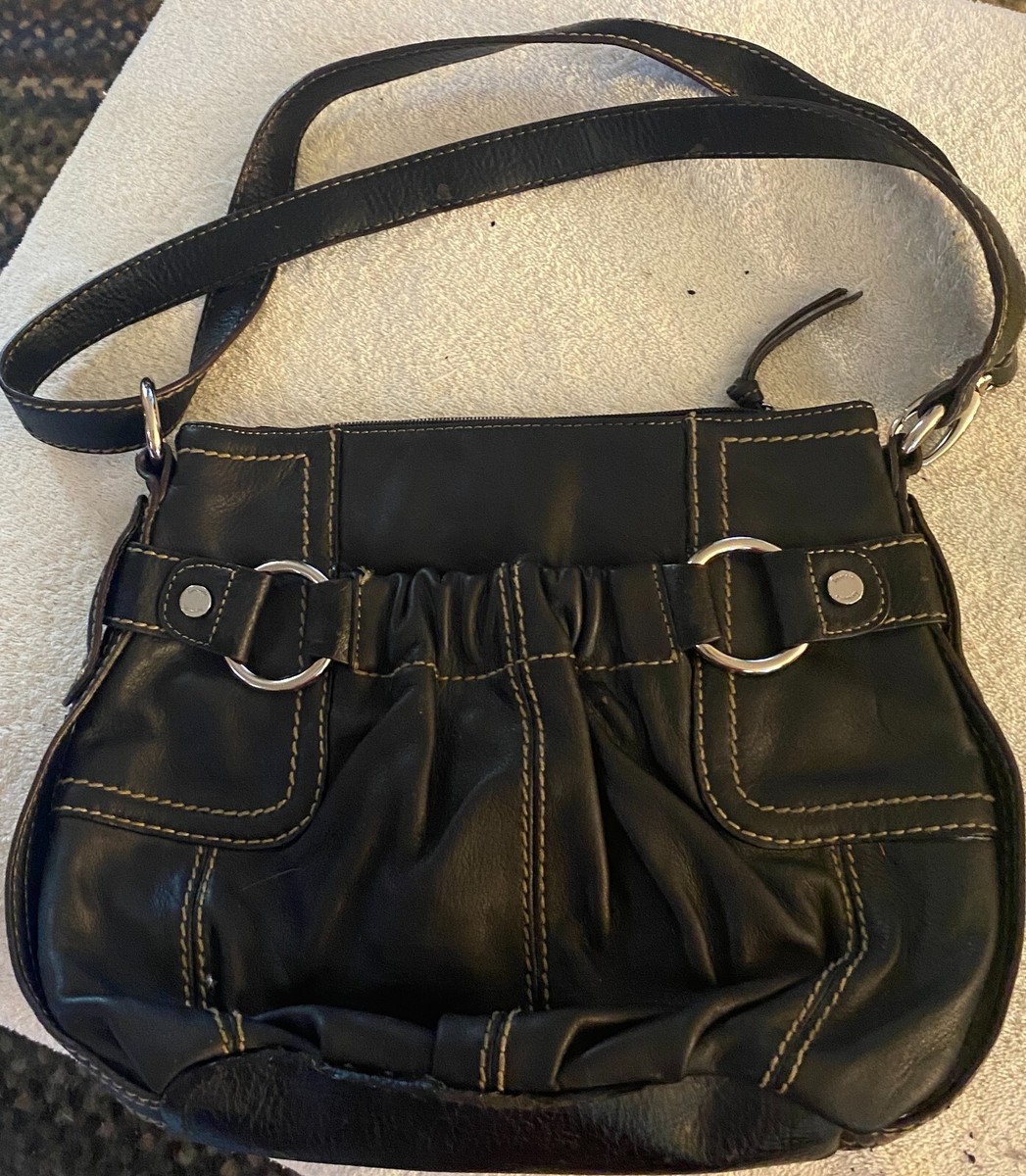 Tignanello Leather Handbag Black Adjustable strap Y2K Grunge Tignanello Leather Handbag Black Adjustable strap Y2K Grunge
