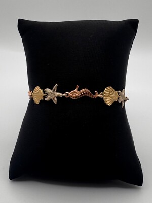 Strand Motiv Armband Muschel Stern Fisch Seepferdchen 14k Gelbgold