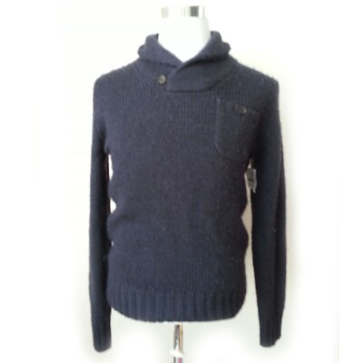 Bonobos Men Sweater Size S Navy Blue Wool Blent Shawl Collar Chest Pocket NWT