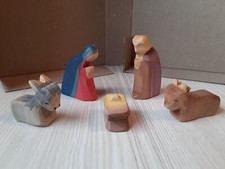 5 Ostheimer Krippenfiguren "Heilige Familie" neuwertig+Stempel Größe ca. 3-7cm