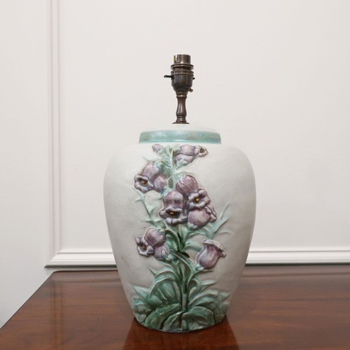 Antique Art Deco Lamp Denby Ware Pottery with Flowers Rewired - Picture 3 of 10