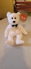 2001 4363 Mr. The Groom Black Bow Tie White Teddy Bear Ty Plush Beanie Baby.