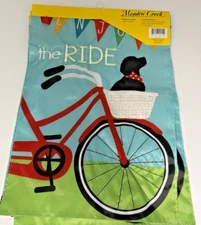 Meadow Creek NWT Garden Flag 18"  ‘Enjoy the ride’ LAB DOG stitched Embellished