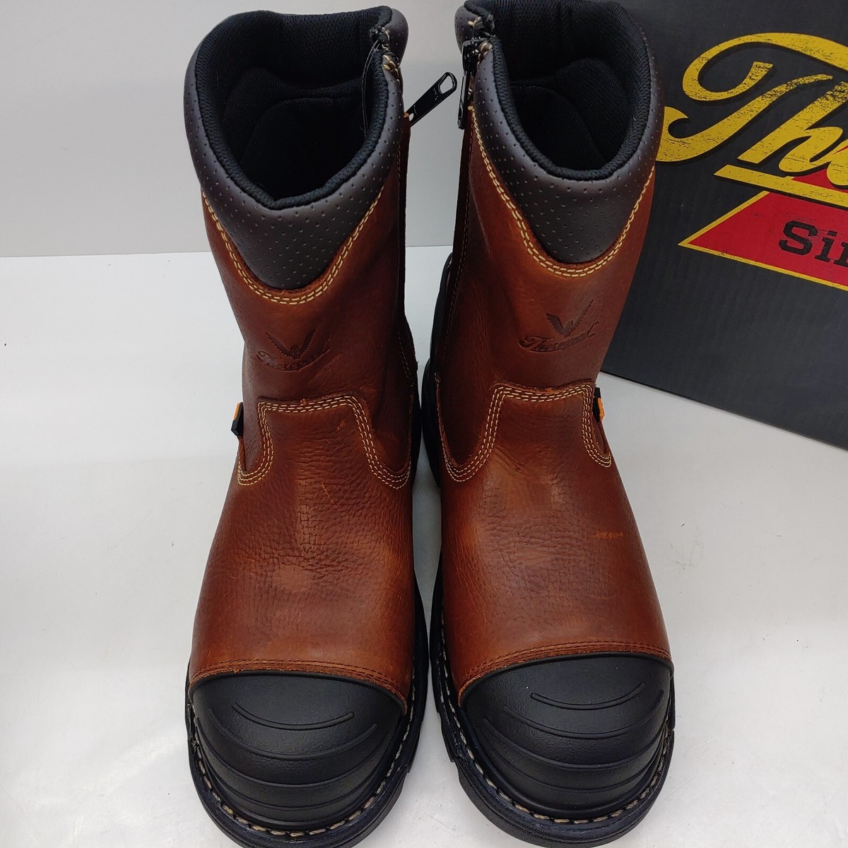 Thorogood Work Boots Wellington Mens Size 11.5 Brown Comp Toe Side