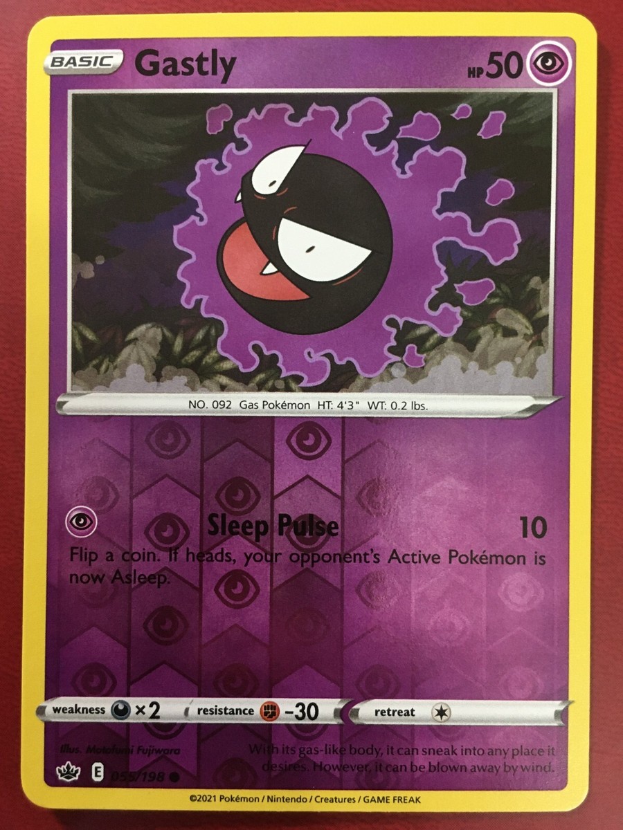 POKEMON GASTLY 055/198 CHILLING REIGN COMMON REVERSE HOLO NEAR