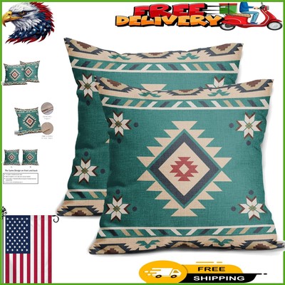 Stylish 18'' Aztec Pattern Pillow Covers - Eco-Friendly Cushion Cases Set of 2