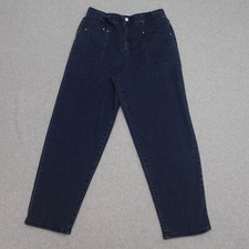 Frayed Jeans Women 10/30 in Blue Jean Barrel Denim Elastic Waist High Rise