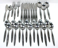 29 Pce Stylecraft Stainless Steel Japan SYF2 T&N Single Rose, Knife, Fork, Spoon