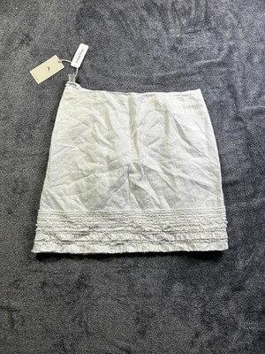 Tommy Bahama Skirt Womens 14 White Linen Two Palms Ruffle Hem Spring Summer New