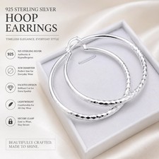 925 Sterling Silver Extra Large 50mm Hoop Earrings Circle Hoop Womens Jewelry UK