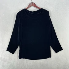 Vintage Halston Lifestyle Top Women 6 Navy Blue Velvet Silk Blend Tunic Romantic