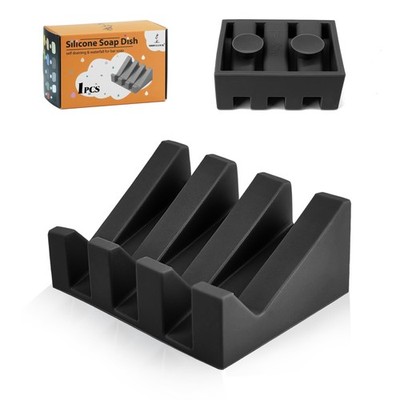 Self Draining Silicone Soap Dish with Suction Cups - Non-Slip Bar Soap Holder...