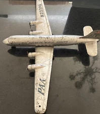 Vintage 50s Era Pan American World Airways Super 7 Clipper Steel Toy Airplane