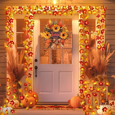 2 Pack Fall Decorations for Home Maple Leaf Lights Multicolored, Total 20Ft 40LE