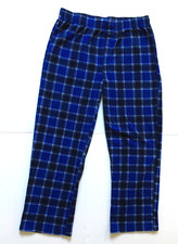 Mens' Fleece Pajama Lounge Pants, Size L, Blue Plaid Pattern, Un-used