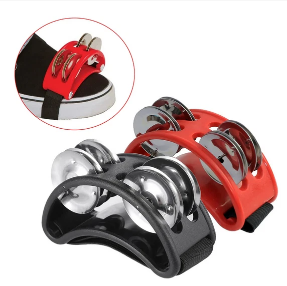 Fuß-Tamburin mit Metallklammern – Tamburin-Schuhe für Gitarre, Party und Fußschl - Bild 2 von 4