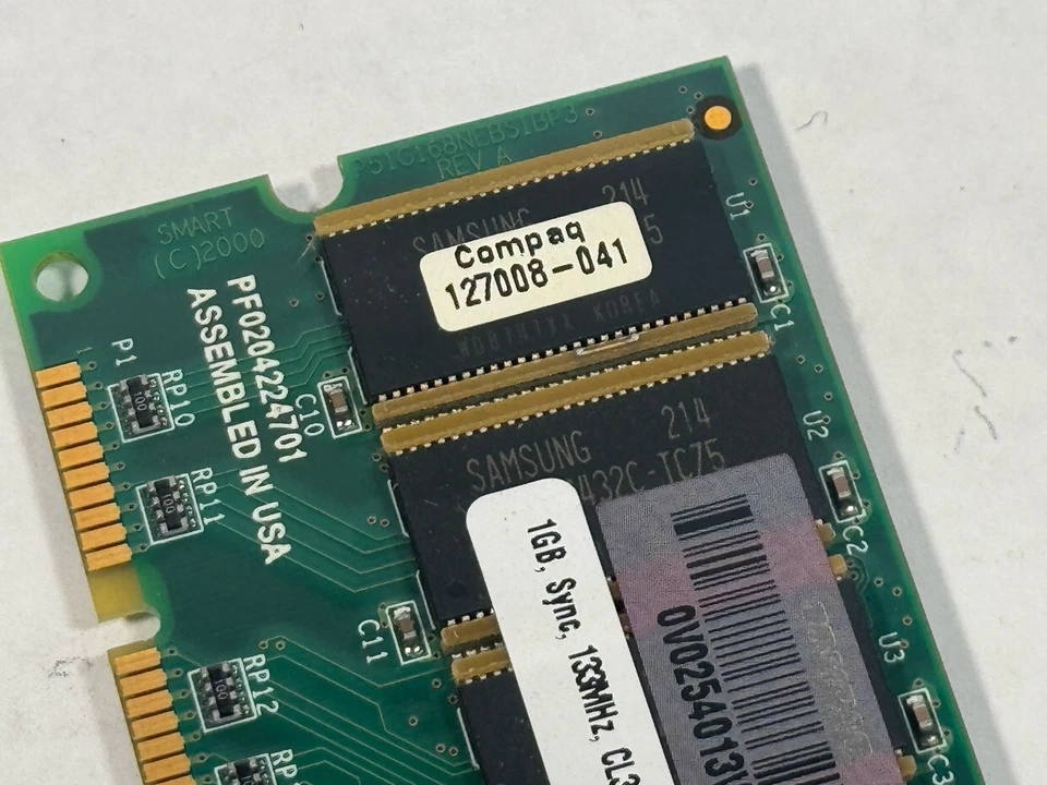 Compaq 127008-041 1GB SYNC 133Mhz PC133 CL3 ECC DIMM Ram Server Memory Module - Image 4 of 4