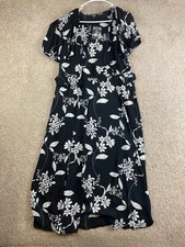 Express Women's Floral Midi Dress XS Black White Button Front New With Tags