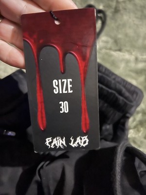 PAIN LAB Black Men's Drawstring Pants Size 30 Waist 30 in Size Type Regular