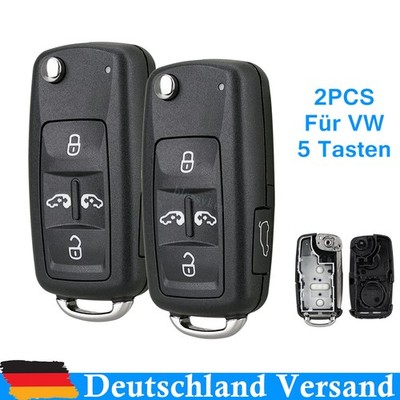 2x 5Tasten Auto Klapp Schlüssel Gehäuse für VW Multivan T5 T6 Sharan Transporter