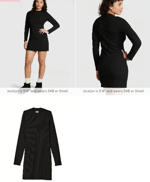 UNDERCOVER Abito Victoria's Secret ROSA manica lunga finto scollo bodycon piccolo nuovo con etichetta